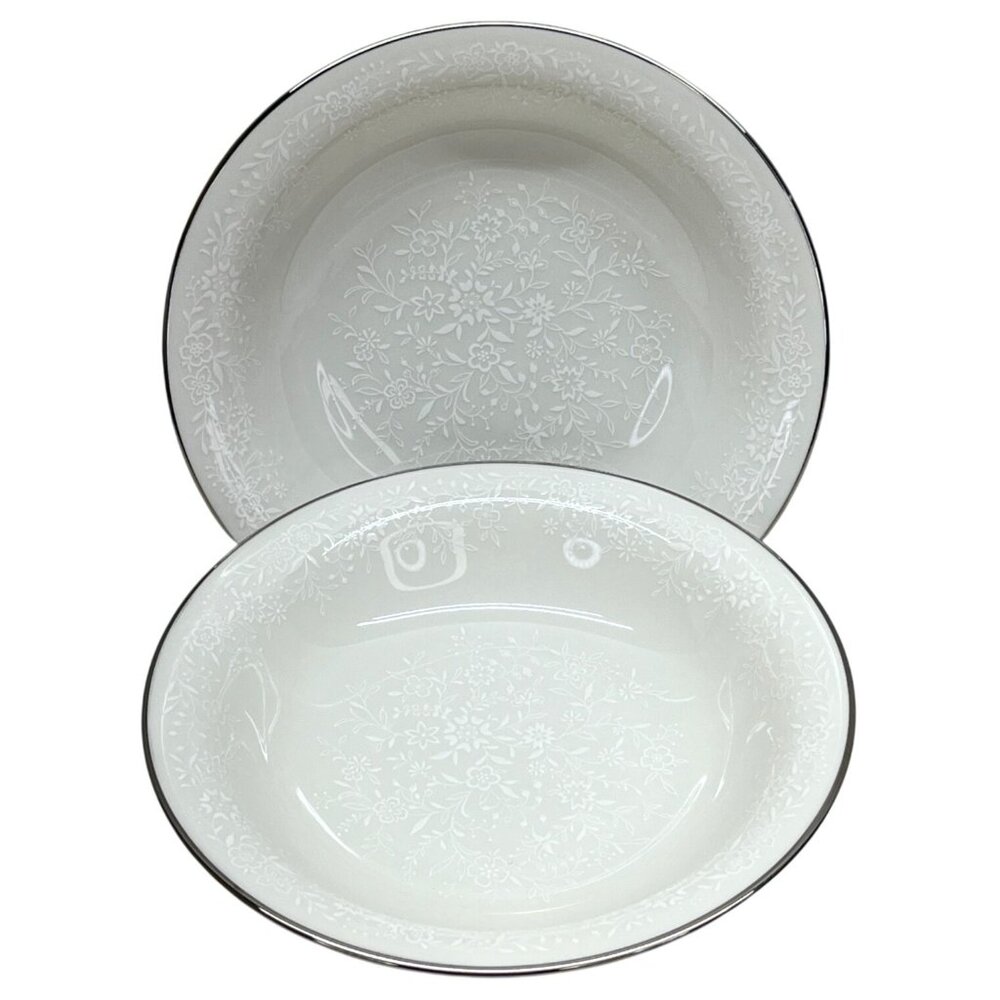 2 Noritake Ivory China Affection 7192 Coupe Soup Bowls 7 1/2"